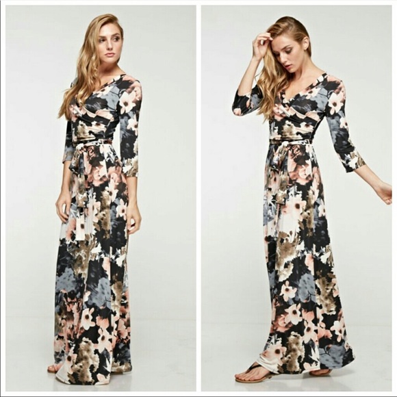 Floral faux wrap maxi dress - Picture 1 of 3